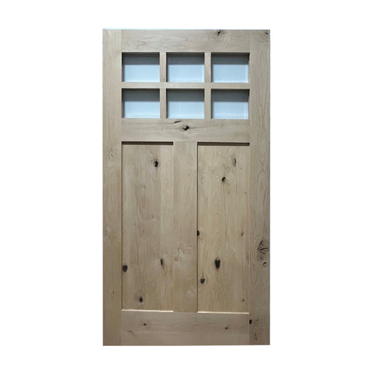 Knotty Alder 6 Lite 2 PNL Exterior Pre-Hung