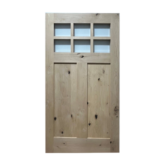 Knotty Alder 6 Lite 2 PNL Exterior Pre-Hung