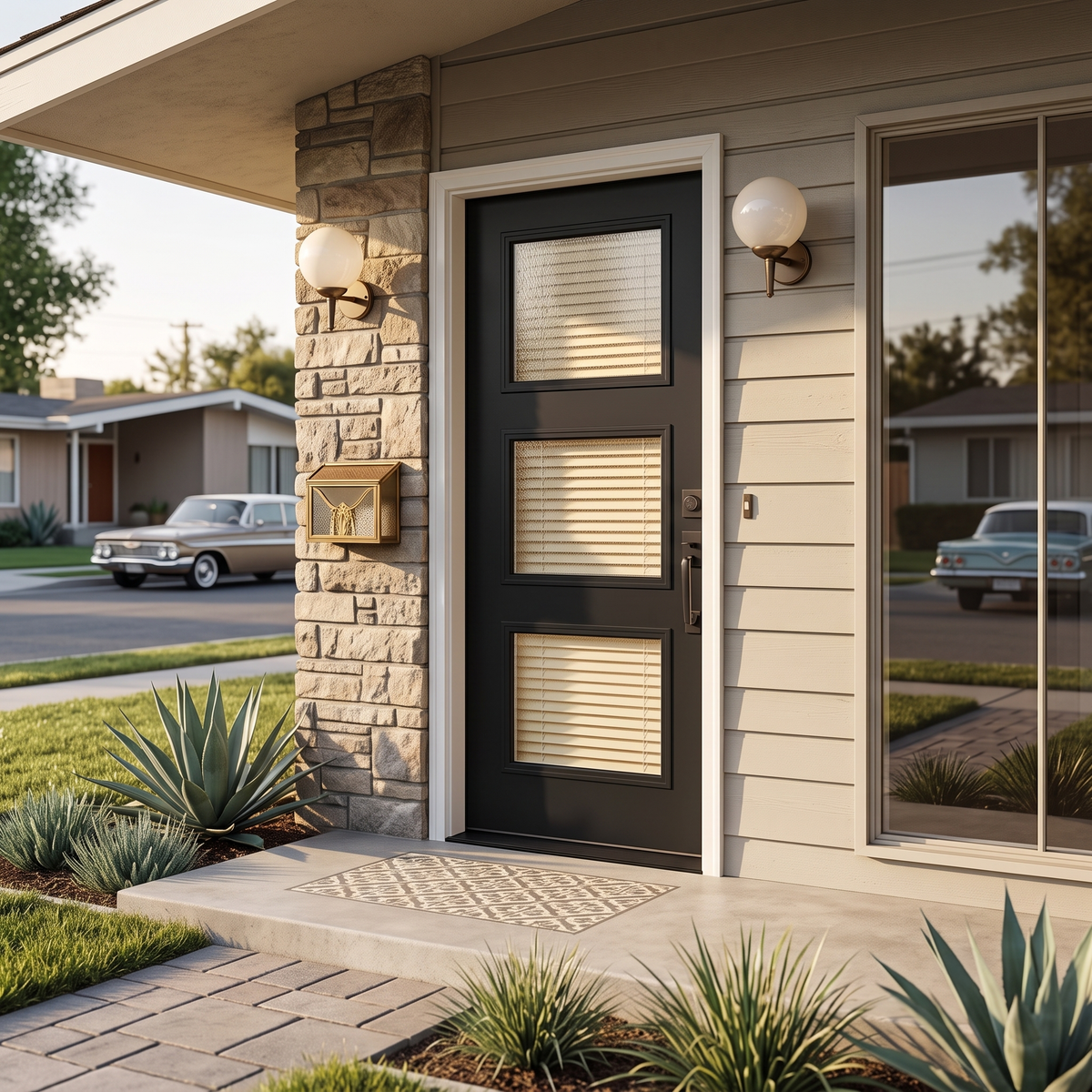 Masonite 3/0x6/8 Single Prehung 3 Lite Fiberglass Door