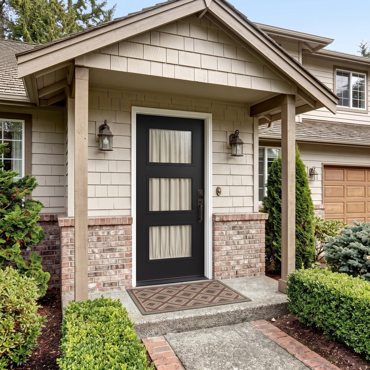 Masonite 3/0x6/8 Single Prehung 3 Lite Fiberglass Door