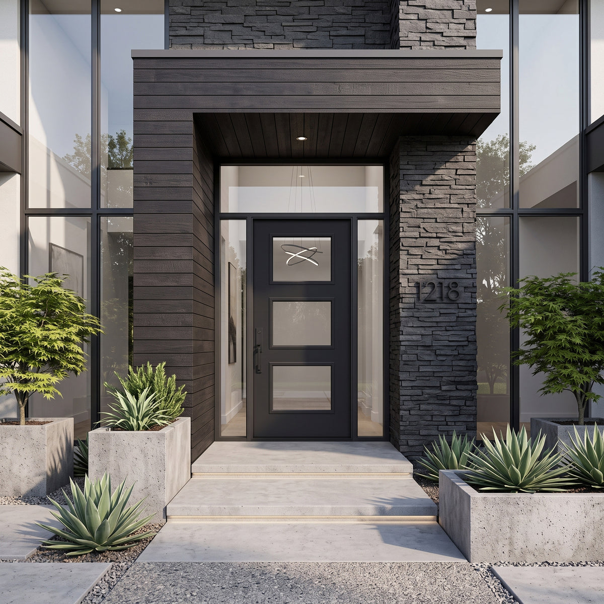Masonite 3/0x6/8 Single Prehung 3 Lite Fiberglass Door