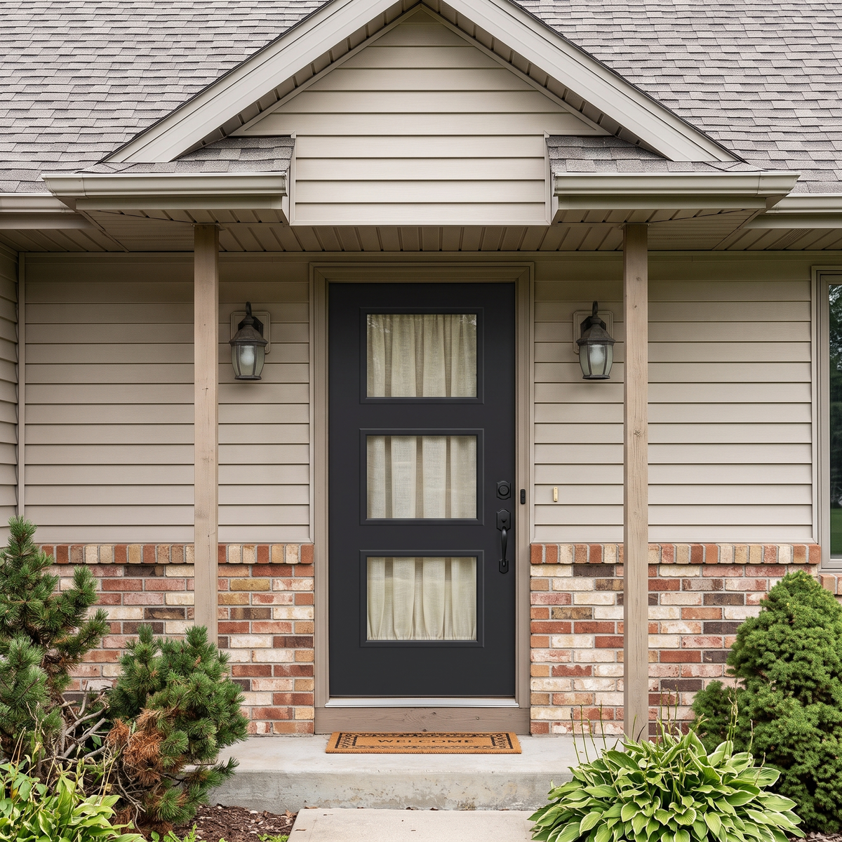 Masonite 3/0x6/8 Single Prehung 3 Lite Fiberglass Door