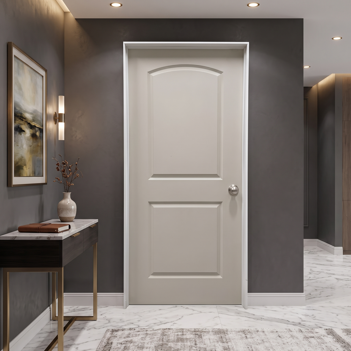 Raised 2-Panel Hollow Core Primed MDF Prehung Interior Door