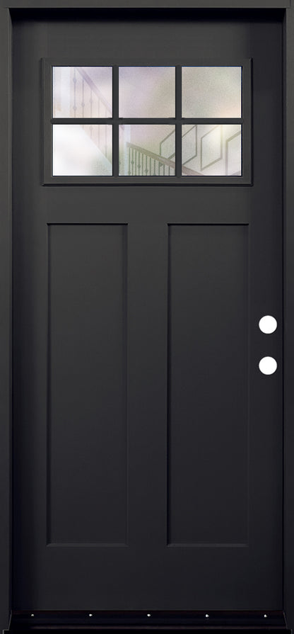 3/0x6/8 Fiberglass Door with 6 Lites and 2 panels in Black