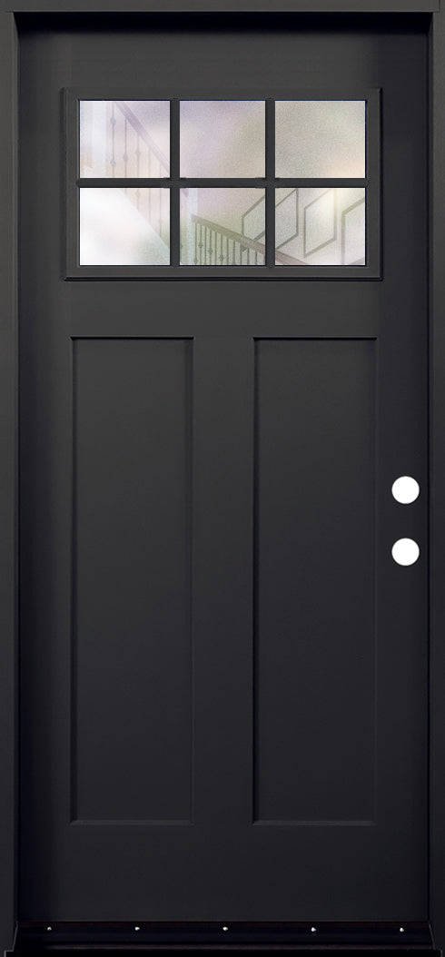 3/0x6/8 Fiberglass Door with 6 Lites and 2 panels in Black
