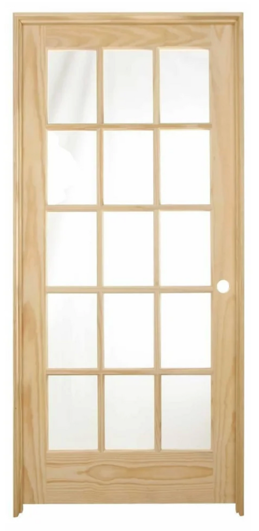 30 in x 80 in 15 Lite Pine Prehung Interior Door