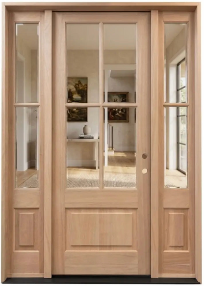 5/9x8/0 Mahogany 4 Lite Prehung Exterior Door with Sidelites