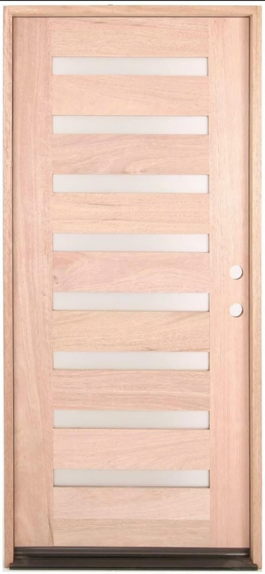 3/0x6/8 Mahogany Prehung Front Door With 8 Lites