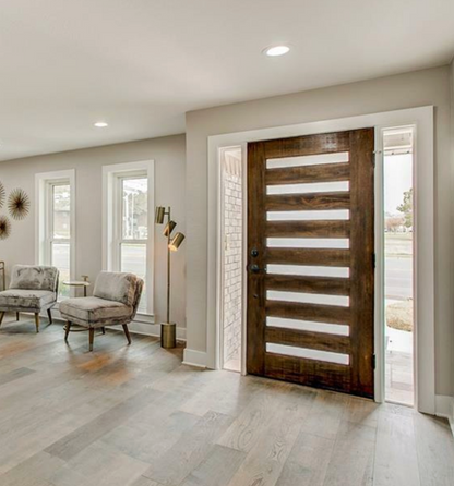 3/0x6/8 Mahogany Prehung Front Door With 8 Lites