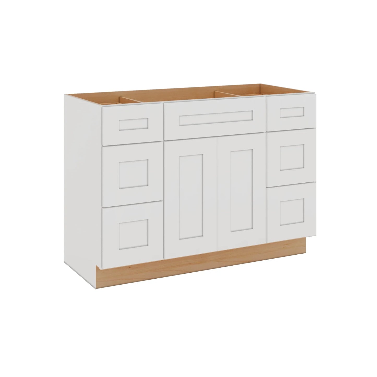 Modernform Cabinet White Shaker 48" W X 34 1/2" H X 21" D Combo Cabinet 2 Doors/6 Drawers/1 False Front