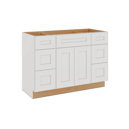 Modernform Cabinet White Shaker 48" W X 34 1/2" H X 21" D Combo Cabinet 2 Doors/6 Drawers/1 False Front