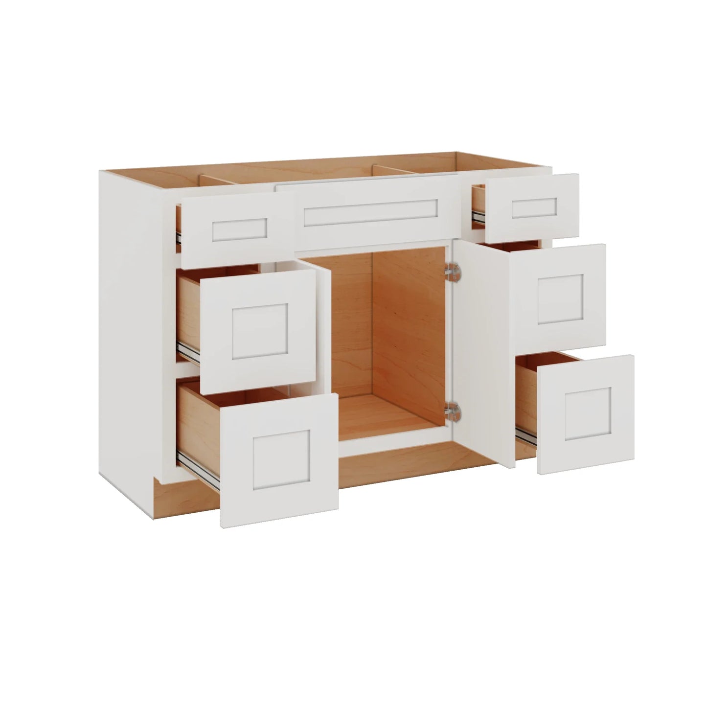 Modernform Cabinet White Shaker 48" W X 34 1/2" H X 21" D Combo Cabinet 2 Doors/6 Drawers/1 False Front