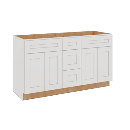 Modernform Cabinet White Shaker 60" W X 34 1/2" H X 21" D Combo Cabinet 4 Doors/3 Drawers/2 False Front