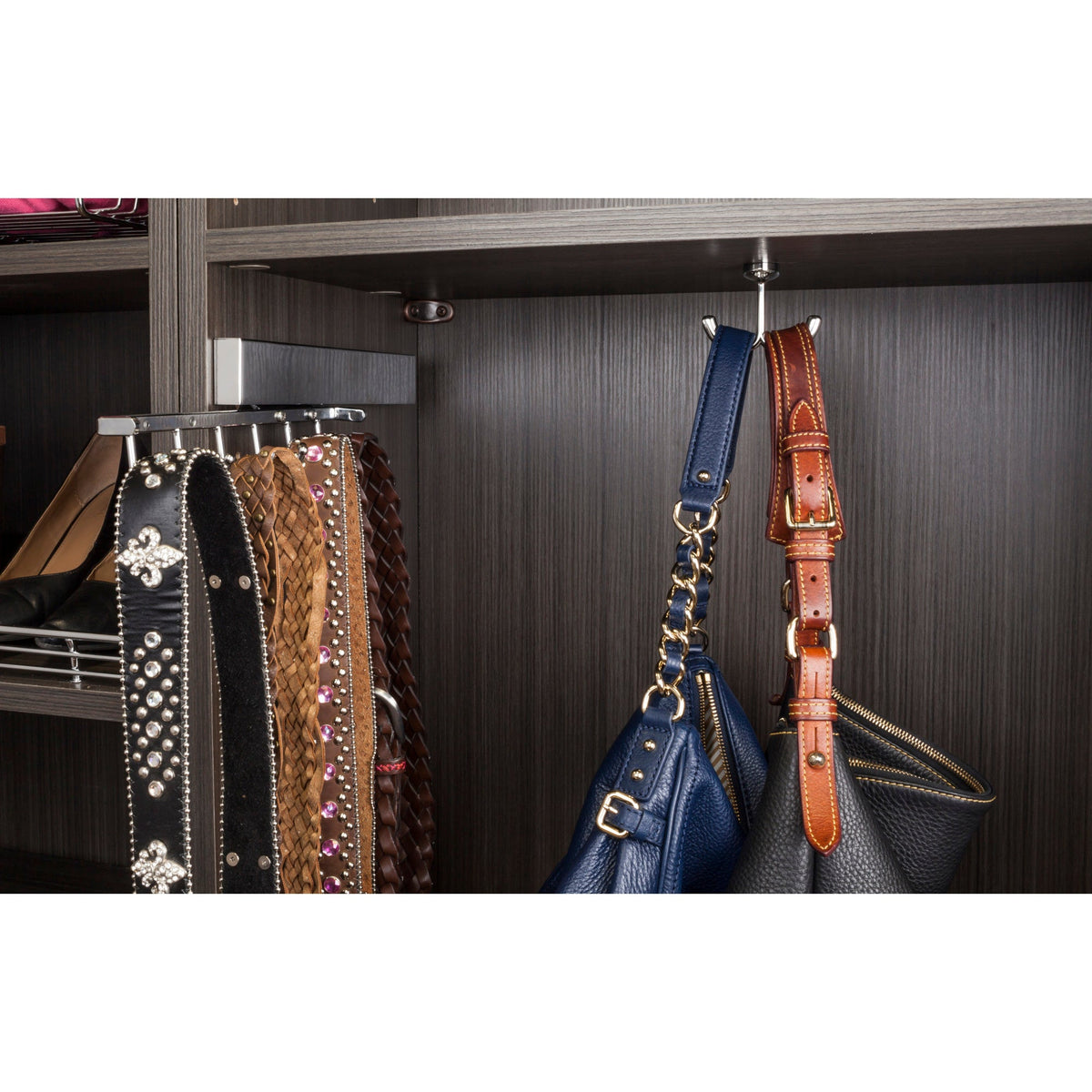 Polished Chrome 12" Belt Rack