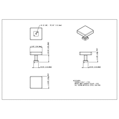Nash 1-3/8" Diameter Square Knob