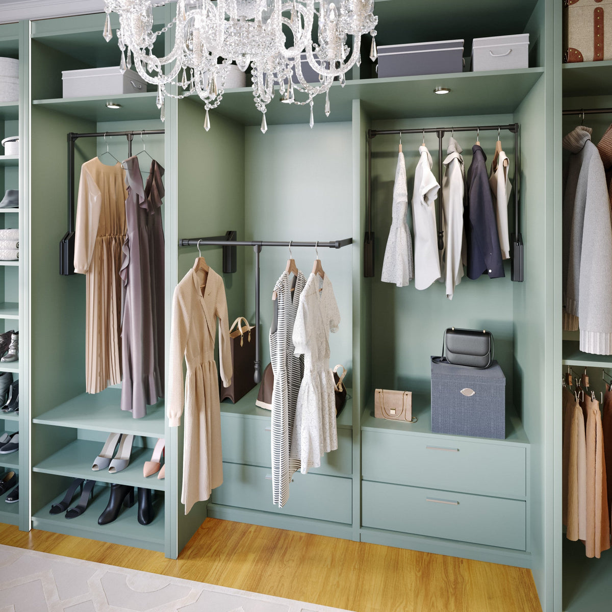 Black Soft-close Expandable Wardrobe Lift for 33" - 48" Openings