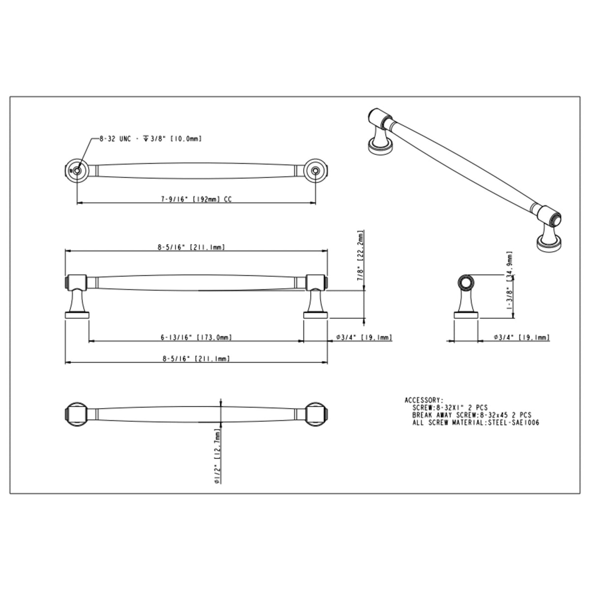 Jules 192 mm Center-to-Center Bar Pull