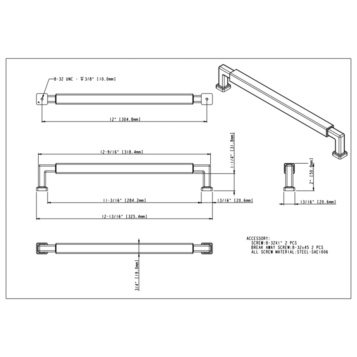 Nash 12" Center-to-Center Appliance Pull