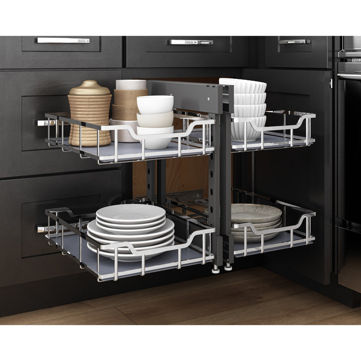 15" Polished Chrome STORAGE WITH STYLE® Blind Corner Organizer