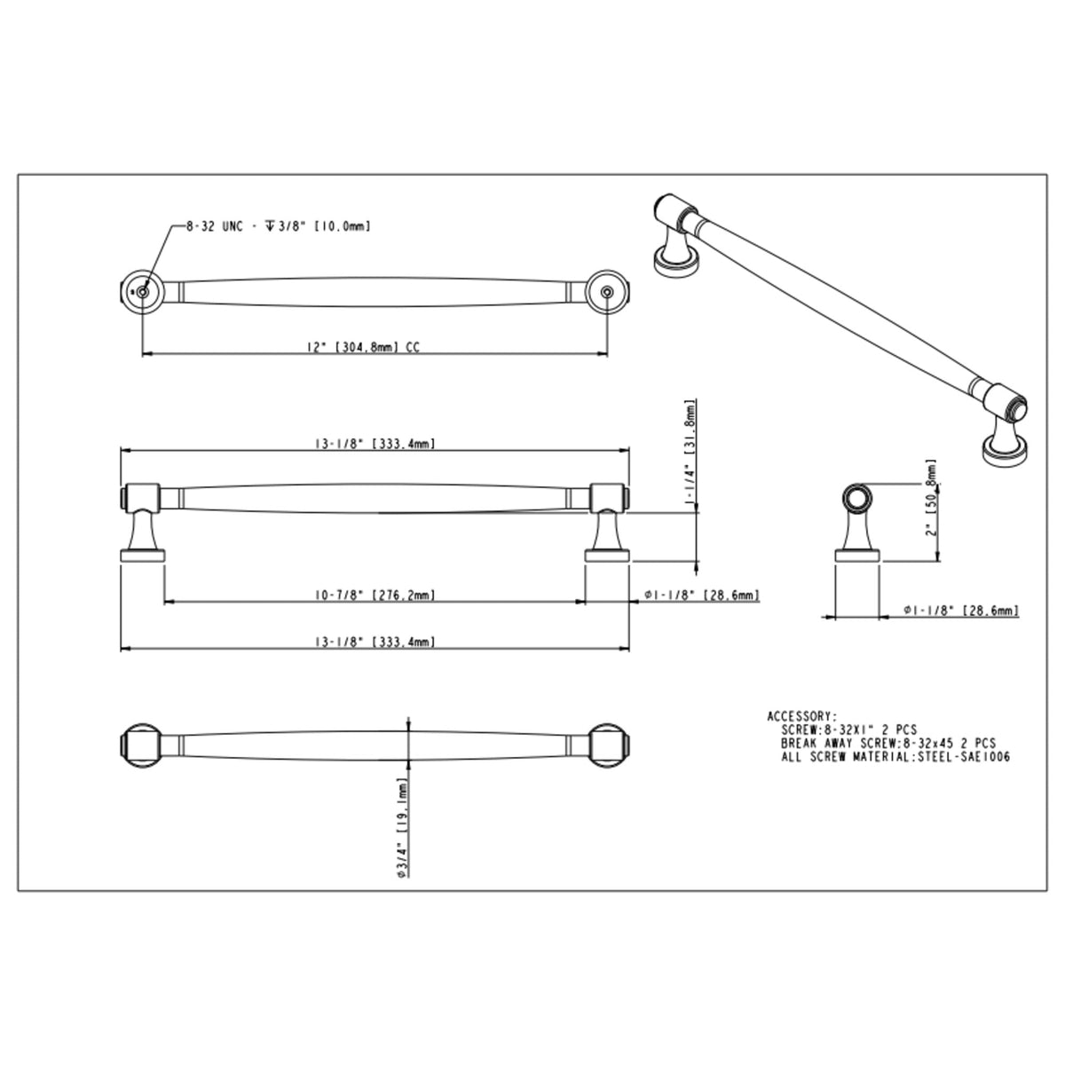 Jules 12" Center-to-Center Appliance Pull