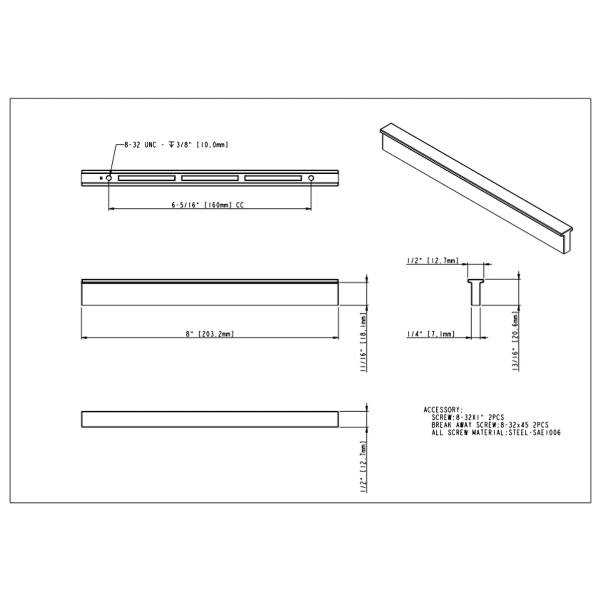 Brewer 160 mm Center-to-Center Pinch Pull