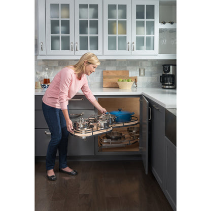 15" Oil Rubbed Bronze and Walnut Blind Corner Swingout for Openings on the Left of the Blind