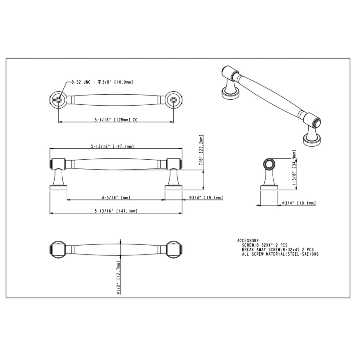 Jules 128 mm Center-to-Center Bar Pull