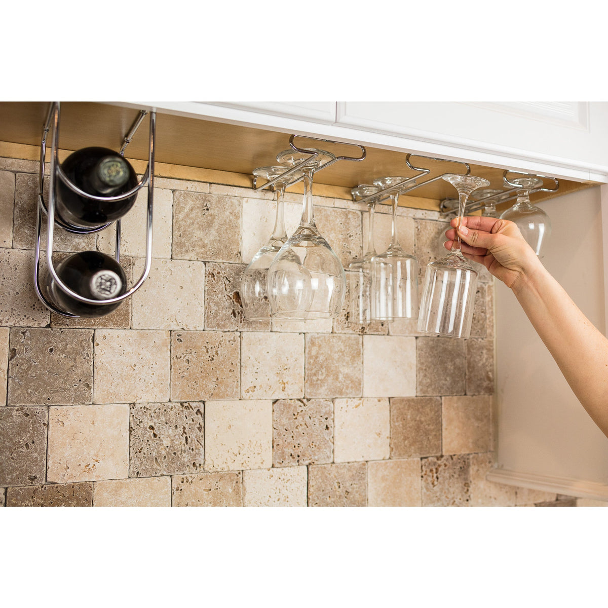 Brushed Oil Rubbed Bronze Under Cabinet Stemware Rack