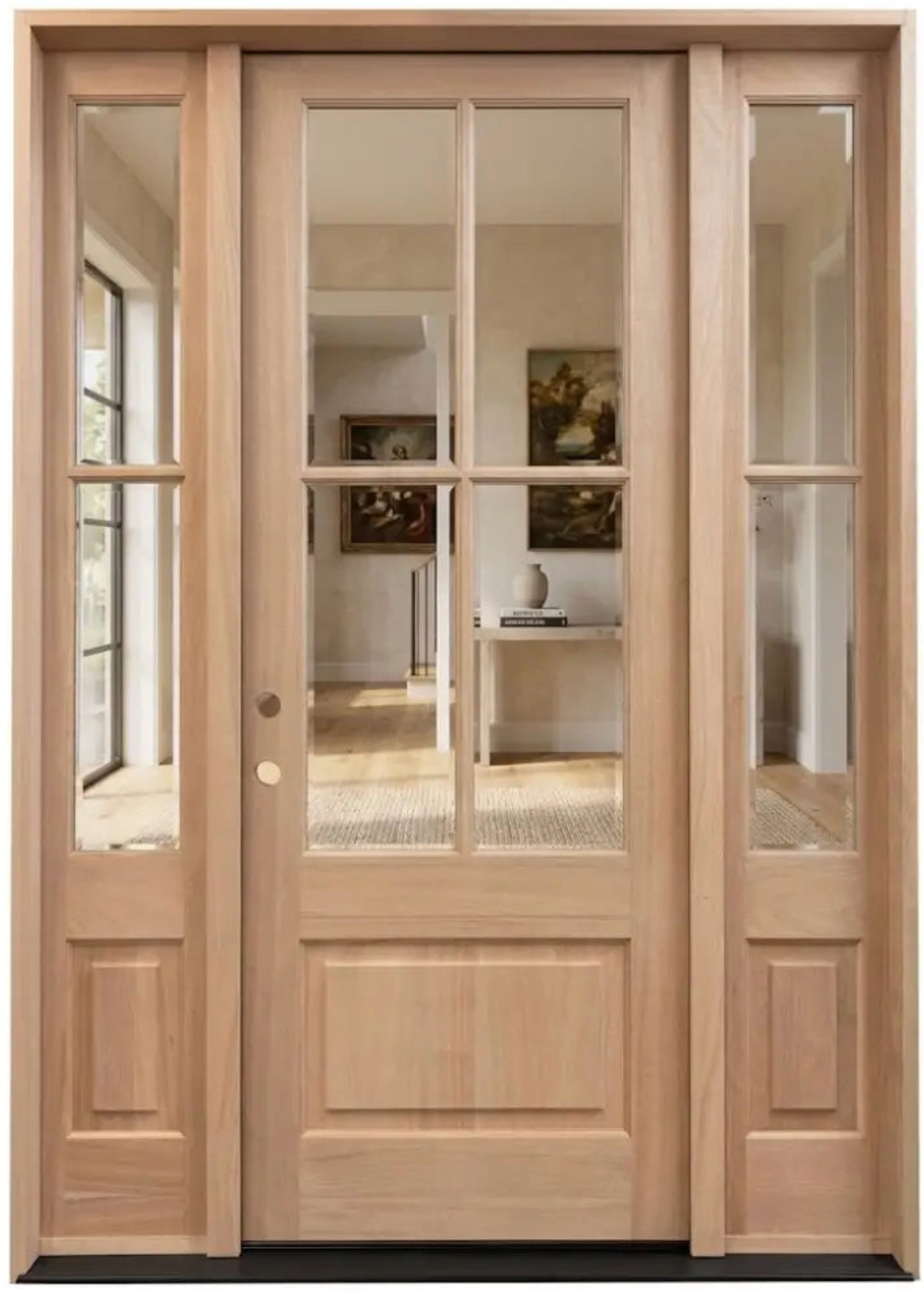 5/9x8/0 Mahogany 4 Lite Prehung Exterior Door with Sidelites
