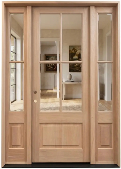 5/9x8/0 Mahogany 4 Lite Prehung Exterior Door with Sidelites