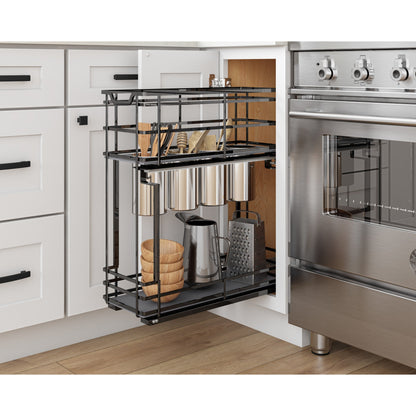 8" Black Nickel STORAGE WITH STYLE® Metal "No Wiggle" Soft-close Utensil Base Pullout