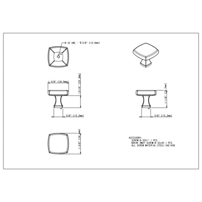 Griffin 1-3/8" Length Square Knob