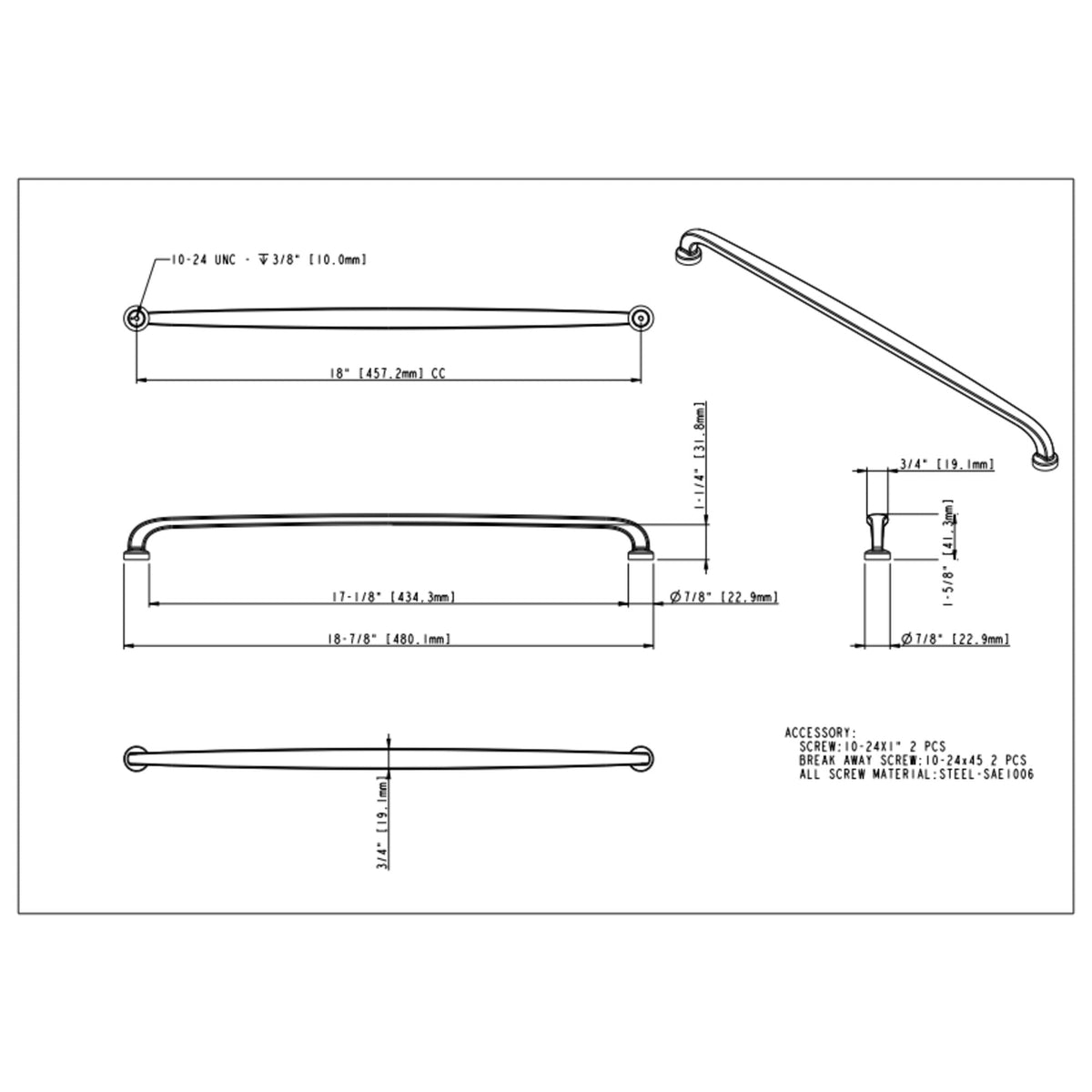 Weser 18" Center-to-Center Appliance Pull