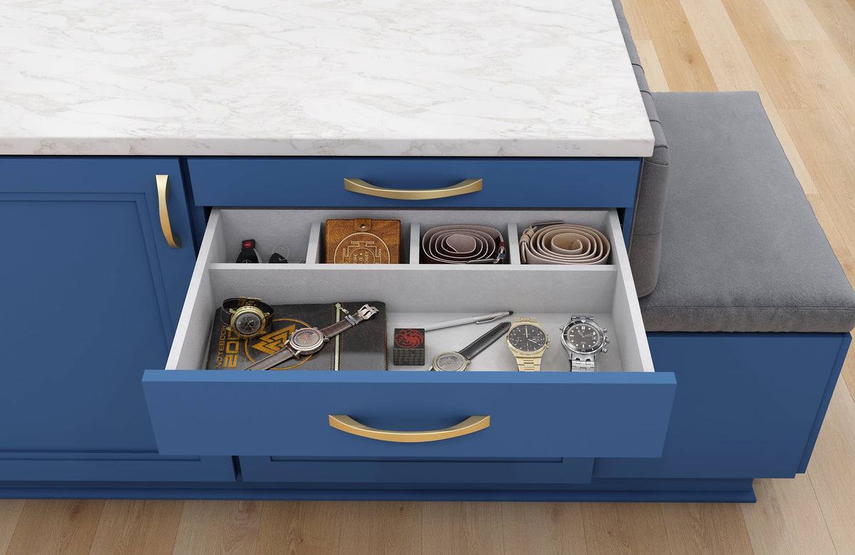Grey Felt 5-Compartment Jewelry Organizer Drawer