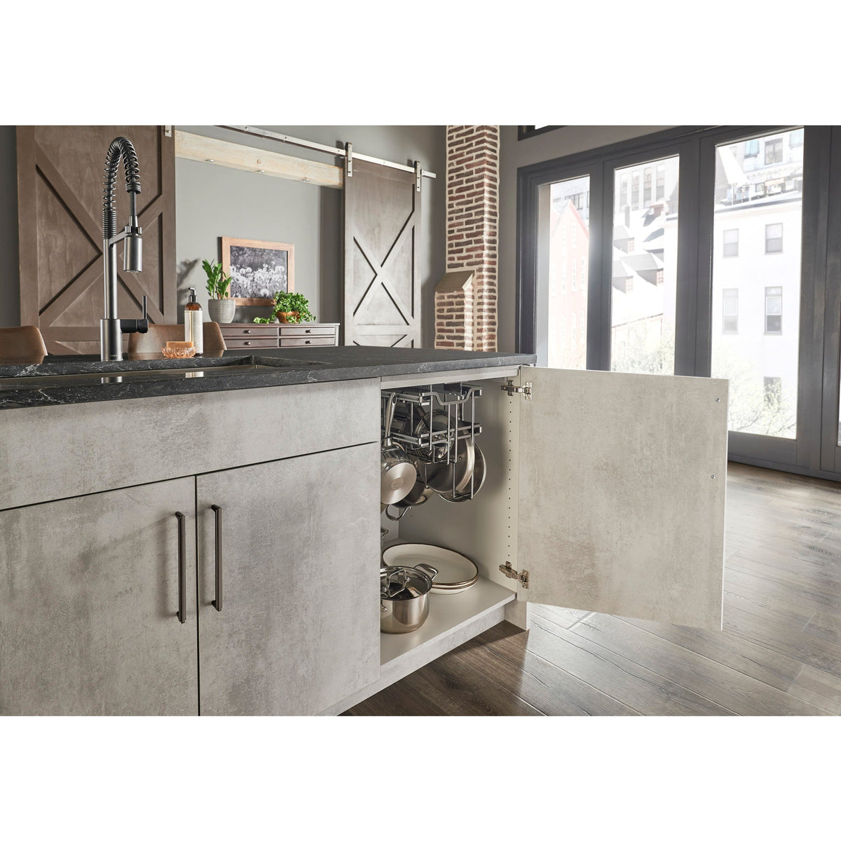 Black Nickel STORAGE WITH STYLE® Soft-close Hanging Pan Pullout