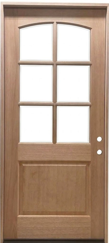 3/6x8/0 Mahogany Front Door with Arched 6 Lite