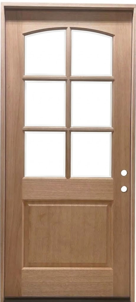 3/6x8/0 Mahogany Front Door with Arched 6 Lite