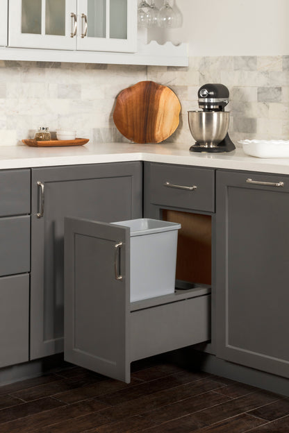 Single 35 Quart Metal Drawer Box Soft-close Trashcan Pullout
