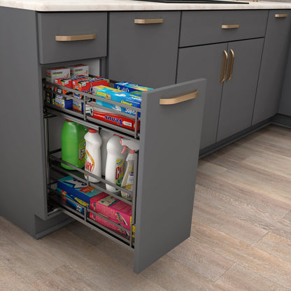 5" Black Nickel STORAGE WITH STYLE® Metal "No Wiggle" Under Drawer Soft-close Base Pullout