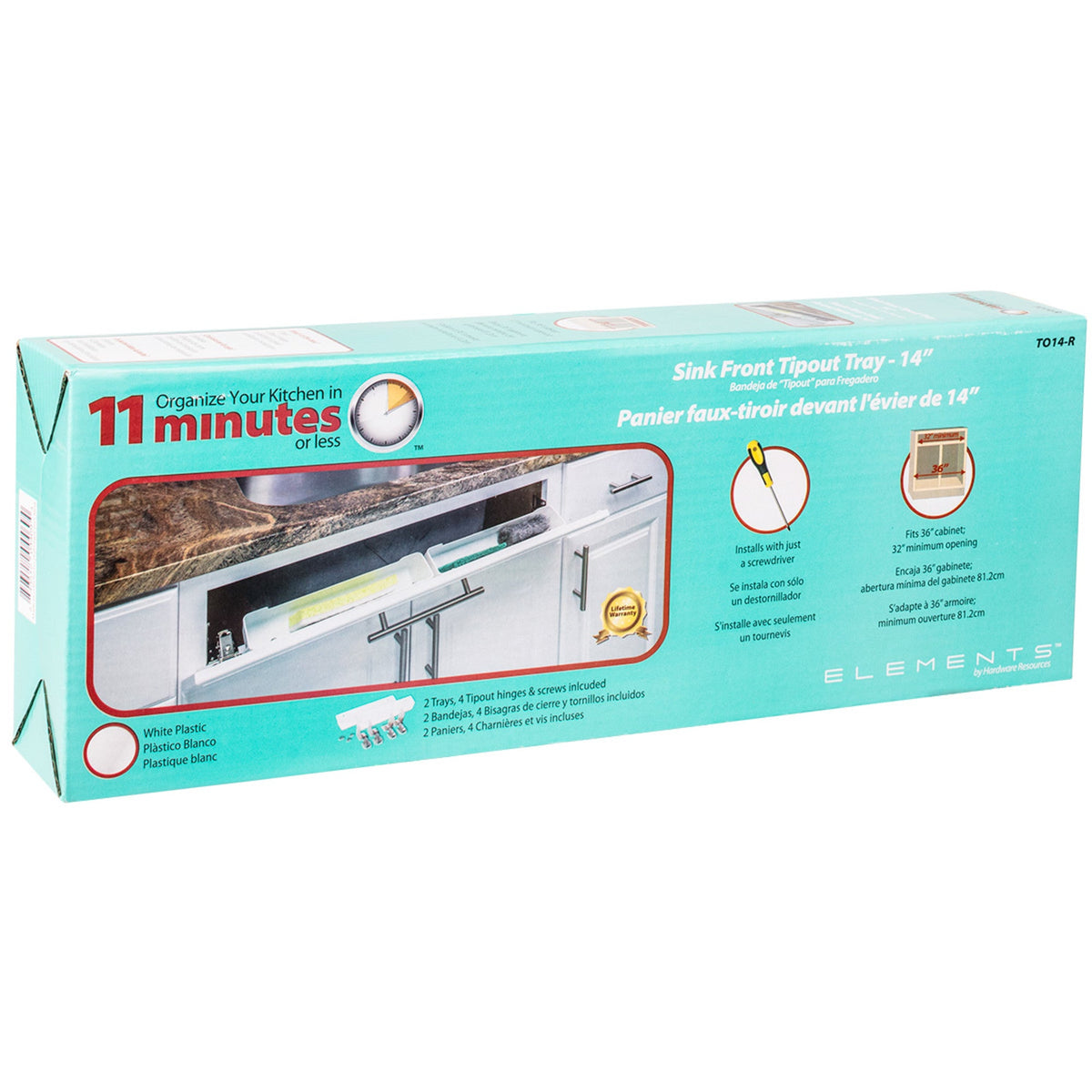 14-13/16" Plastic Tip-Out Tray Kit for Sink Front