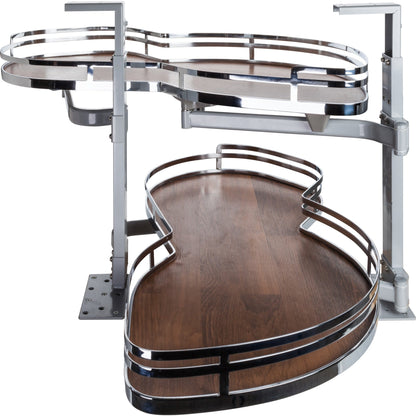 15" Polished Chrome and Walnut Blind Corner Swingout for Openings on the Right of the Blind