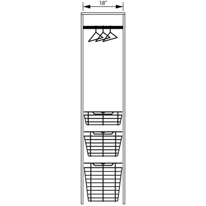 Satin Nickel Closet Pullout Basket with Slides 16"D x 17"W x 6"H