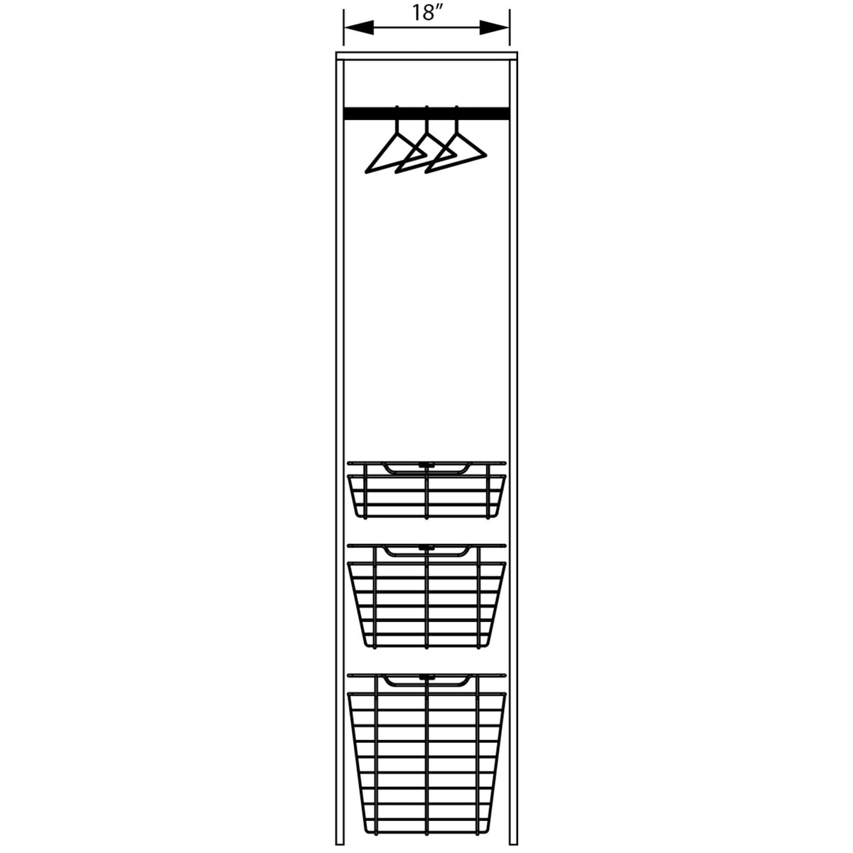 Dark Bronze Closet Pullout Basket with Slides 14"D x 17"W x 6"H