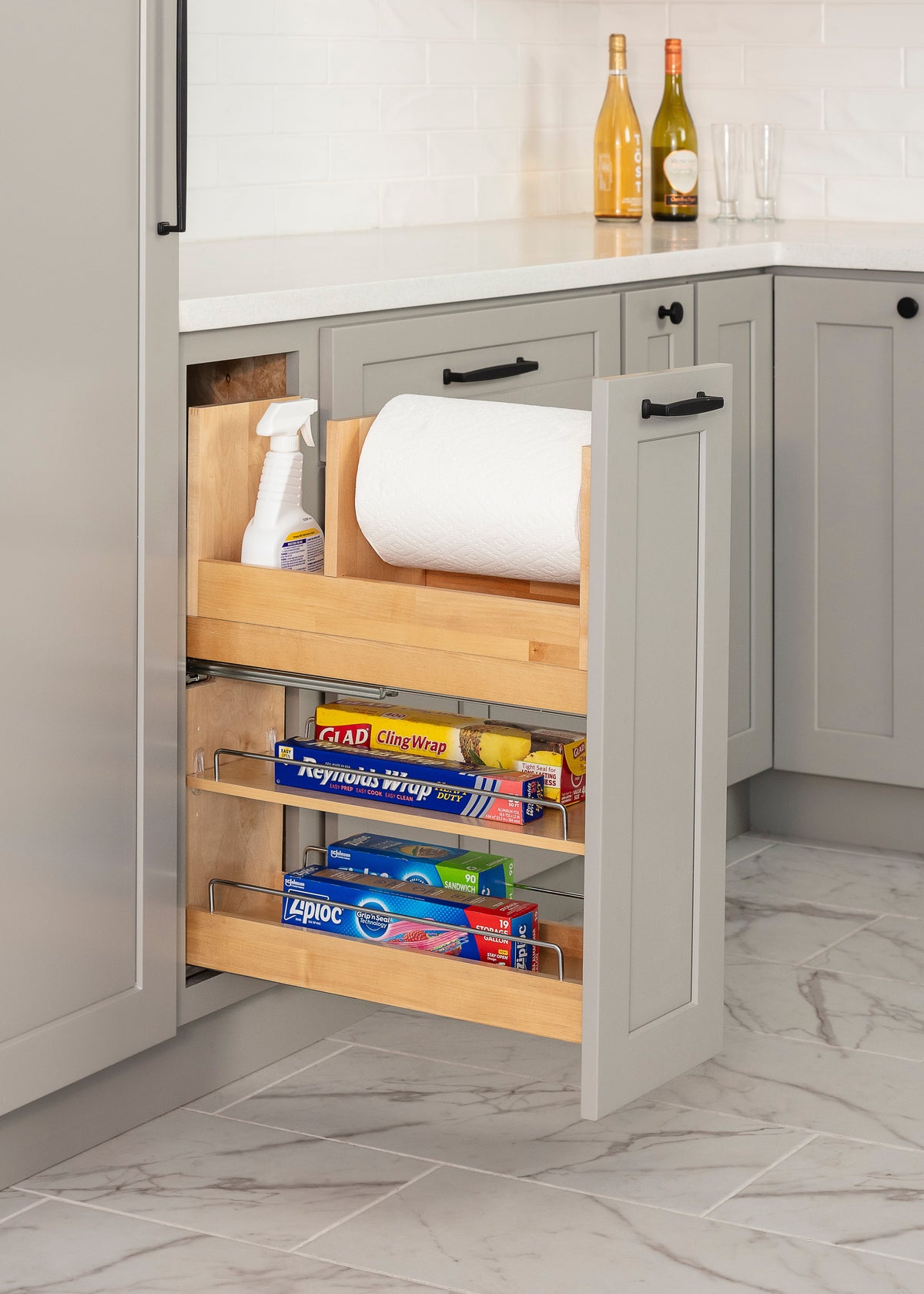 8" "No Wiggle" Soft-close Paper Towel Base Pullout