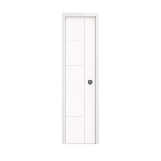 18 in. x 80 in. 1-Panel Shaker Solid Core Primed White MDF Prehung Interior Door with Black Hinges - Interior Doors