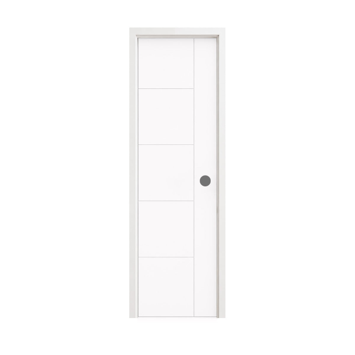 18 in. x 80 in. 1-Panel Shaker Solid Core Primed White MDF Prehung Interior Door with Black Hinges - Interior Doors