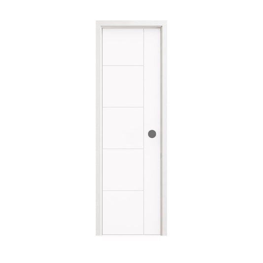 18 in. x 80 in. 1-Panel Shaker Solid Core Primed White MDF Prehung Interior Door with Black Hinges - Interior Doors