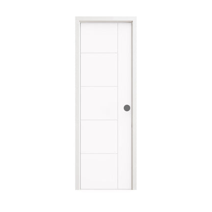 18 in. x 80 in. 1-Panel Shaker Solid Core Primed White MDF Prehung Interior Door with Black Hinges - Interior Doors