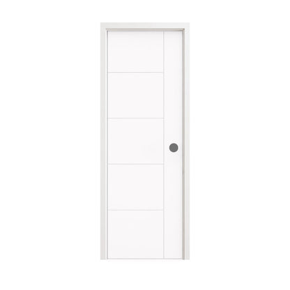 18 in. x 80 in. 1-Panel Shaker Solid Core Primed White MDF Prehung Interior Door with Black Hinges - Interior Doors