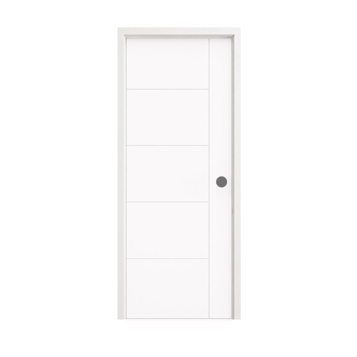 18 in. x 80 in. 1-Panel Shaker Solid Core Primed White MDF Prehung Interior Door with Black Hinges - Interior Doors